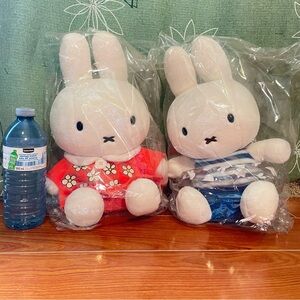 13.5” Set of 2 Miffy Plush Toys 
 - Orange & Blue